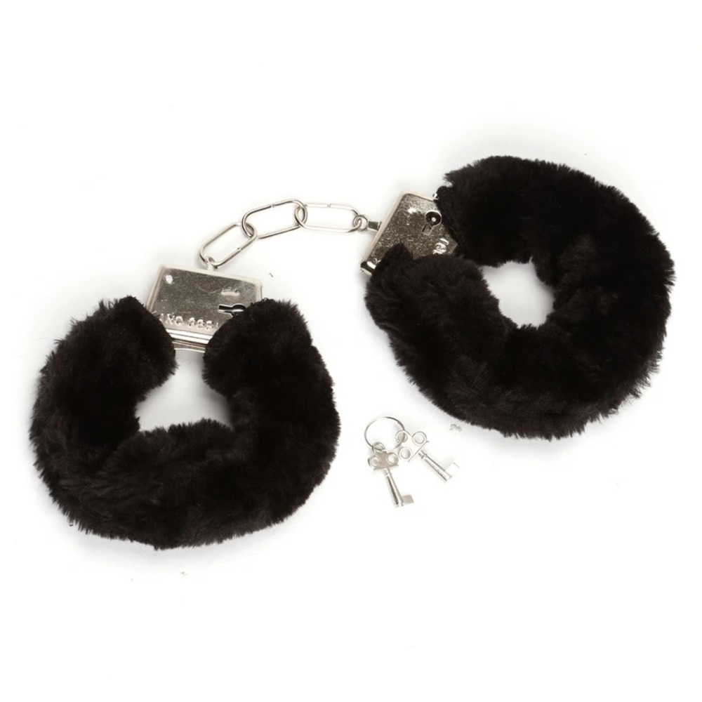 Sexy black fuzzy handcuffs